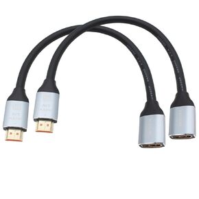8K HDMI Extension Cable 2-Pack, HDMI Male to Female Adapter Extender Cord 1FT, Compatible with Xbox PS5 PS4 Roku TV Laptop PC and More
