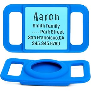 Personalized Dog Collar Holder, Customized Info Silent Silicone Case, Soft & Elastic for Easy Installation, Deep Engraved Slide On Collar Dog ID Tag (Pink)