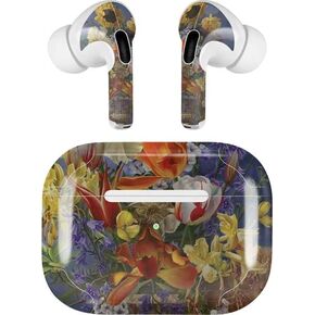 Skinit Decal Audio Skin Compatible with Apple AirPods Pro (2rd Gen, 2022) - Nene Thomas Tabby Cat with Flowers by Nene Thomas Design