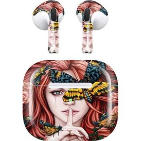 Skinit Decal Audio Skin Compatible with Apple AirPods (3rd Gen, 2021) - Sarah Richter Gothic Woman and Death Moth Butterflies by Sarah Richter Design