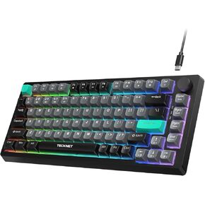 لوحة مفاتيح ألعاب Tecknet ، لوحة مفاتيح سلكية 75 ٪ ، RGB خلفية ، 82 مفاتيح مع التحكم في وحدة التخزين ، 26 مفتاح مضاد للضواحي ، همسة مفتاح الألعاب الهادئ ودية لجهاز الكمبيوتر المحمول Windows Mac-Grey