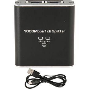Ethernet Splitter 1 to 2 1000Mbps Internet Cable,Large Range Ethernet Splitter 1 to 2,Lndicator Light Design Gigabit, for PC Laptop Router