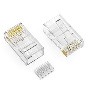 RJ45 Cat.6 Plug Connectors for Stranded Wire50 Micron with Inserter Loadbar (100pk)