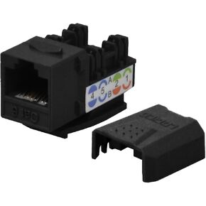 LOGICO 100 Pack Cat6 Keystone Ethernet Jack Punch Down 45 Degree Black 110 8P8C RJ45