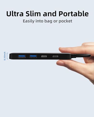 Dual USB C USB A 3.0 Hub: USB-C Hub 4 Ports with 2* Type-C 3.0 and 2* USB-A 3.0, Ultra Slim Portable USB Splitter Adapter for Laptop, PS5, Flash Drive, HDD, Xbox, Printer, Mouse, Keyboard (15 cm) in Kuwait
