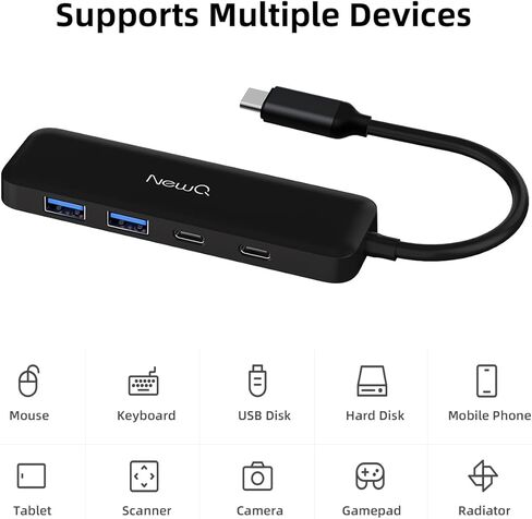 Dual USB C USB A 3.0 Hub: USB-C Hub 4 Ports with 2* Type-C 3.0 and 2* USB-A 3.0, Ultra Slim Portable USB Splitter Adapter for Laptop, PS5, Flash Drive, HDD, Xbox, Printer, Mouse, Keyboard (15 cm) in Kuwait
