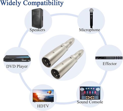 XLR to 1/4" Adapter 3PIN XLR Male to 6.35MM Female Adpapter Compatible with Microphone, Stereo, Mixer 2pcs in Kuwait