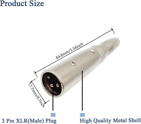 XLR to 1/4" Adapter 3PIN XLR Male to 6.35MM Female Adpapter Compatible with Microphone, Stereo, Mixer 2pcs in Kuwait