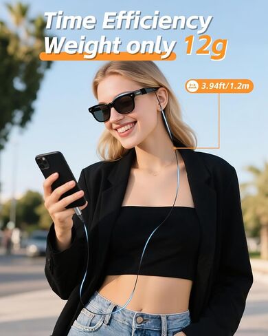 Charging Cable Compatible with Ray-Ban Meta Wayfarer, Skyler, Headliner Smart-Glassers, Charging Cable with Type C Charging Port for Phone/Charger/Powerbank/Laptop, 3.94ft in Saudi Arabia