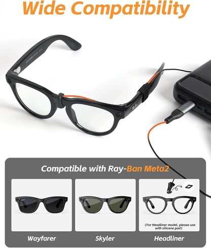 Charging Cable Compatible with Ray-Ban Meta Wayfarer, Skyler, Headliner Smart-Glassers, Charging Cable with Type C Charging Port for Phone/Charger/Powerbank/Laptop, 3.94ft in Saudi Arabia