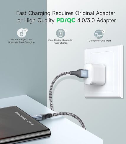 USB Type C Cable [3-Pack,10ft+6.6ft+3.3ft] USB to USB C Charger Cable Fast Charging Braided Cord for iPhone 16 15 Pro Max Plus Samsung Galaxy S25 S24 S23 S22 S21 S20 S10 Note 20 10 A53 A14 Pixel Moto in Saudi Arabia