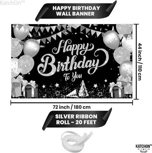 KatchOn, Happy Birthday Banner Blue and Gold - XtraLarge, 72x44 Inch | Happy Birthday Backdrop for Women | Happy Birthday Backdrop Banner, Happy Birthday Decorations | Blue and Gold Birthday Banner in Kuwait