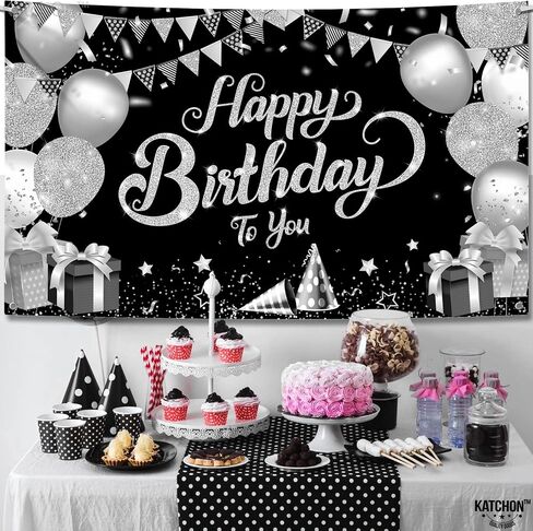 KatchOn, Happy Birthday Banner Blue and Gold - XtraLarge, 72x44 Inch | Happy Birthday Backdrop for Women | Happy Birthday Backdrop Banner, Happy Birthday Decorations | Blue and Gold Birthday Banner in Kuwait