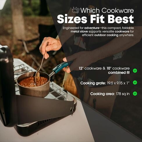 GasOne Portable Camping Stove – Double Propane Stove with Auto Twist Turn Ignition – 22,000 BTU Camping Cooktop with 2 Burners and Wind Guard – Ideal for Tailgating, Fishing, Travel in Kuwait