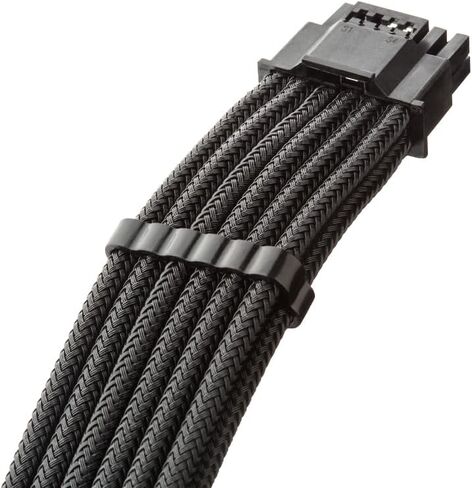 CableMod Universal Pro ModMesh Sleeved 12V-2x6 12VHPWR 90° StealthSense Direct PCIe Cable (Variant B, Black) in Kuwait