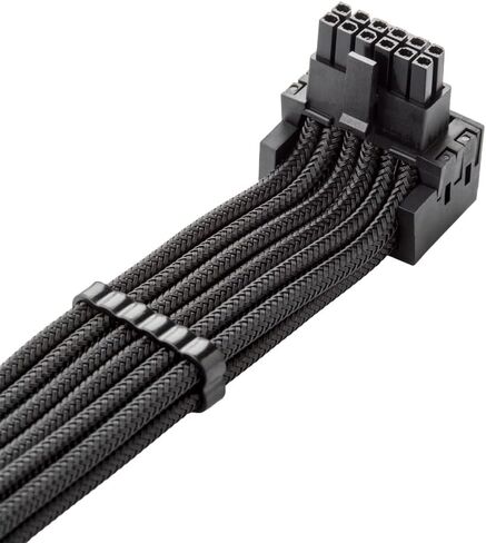 CableMod Universal Pro ModMesh Sleeved 12V-2x6 12VHPWR 90° StealthSense Direct PCIe Cable (Variant B, Black) in Kuwait
