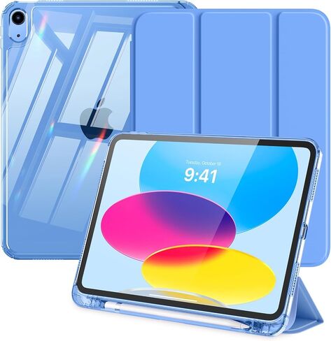 Moko for iPad (A16) Case 11th Generation 11 بوصة 2025 ، Case 10th Generation 2022 مع حامل القلم الرصاص الأيسر ، وغطاء iPad11 بوصة ضئيلة مع قشرة TPU صافية شفافة ، والأرجواني الفاتح الأزرق الفاتح in Kuwait