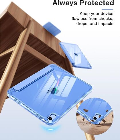 Moko for iPad (A16) Case 11th Generation 11 بوصة 2025 ، Case 10th Generation 2022 مع حامل القلم الرصاص الأيسر ، وغطاء iPad11 بوصة ضئيلة مع قشرة TPU صافية شفافة ، والأرجواني الفاتح الأزرق الفاتح in Kuwait
