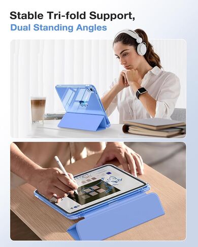 Moko for iPad (A16) Case 11th Generation 11 بوصة 2025 ، Case 10th Generation 2022 مع حامل القلم الرصاص الأيسر ، وغطاء iPad11 بوصة ضئيلة مع قشرة TPU صافية شفافة ، والأرجواني الفاتح الأزرق الفاتح in Kuwait
