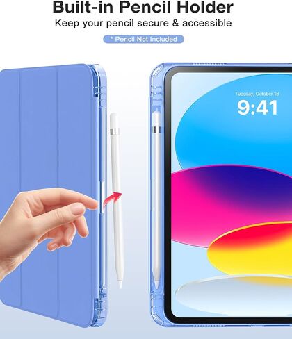 Moko for iPad (A16) Case 11th Generation 11 بوصة 2025 ، Case 10th Generation 2022 مع حامل القلم الرصاص الأيسر ، وغطاء iPad11 بوصة ضئيلة مع قشرة TPU صافية شفافة ، والأرجواني الفاتح الأزرق الفاتح in Kuwait