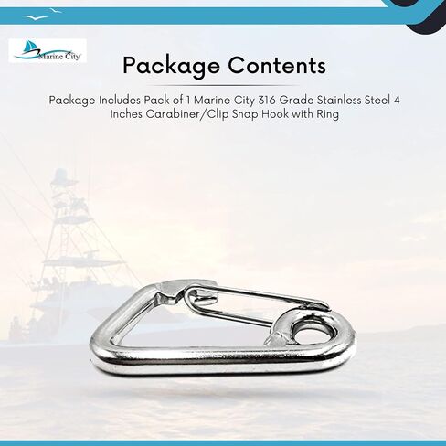 MARINE CITY Heavy Duty 316 Grade Stainless Steel Wire Gate Carabiner Spring Snap Hook 3 Inches for Boats – RVs – Backpacks – Camping – Hiking (Pack of 1) in Saudi Arabia