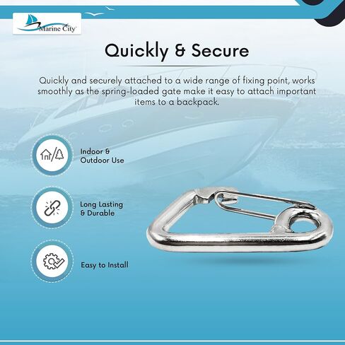 MARINE CITY Heavy Duty 316 Grade Stainless Steel Wire Gate Carabiner Spring Snap Hook 3 Inches for Boats – RVs – Backpacks – Camping – Hiking (Pack of 1) in Saudi Arabia