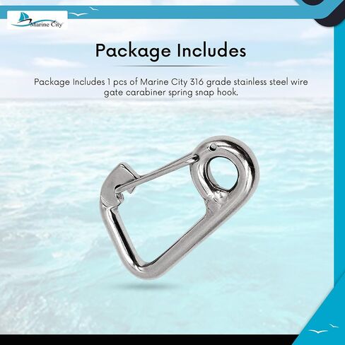 MARINE CITY Heavy Duty 316 Grade Stainless Steel Wire Gate Carabiner Spring Snap Hook 3 Inches for Boats – RVs – Backpacks – Camping – Hiking (Pack of 1) in Saudi Arabia