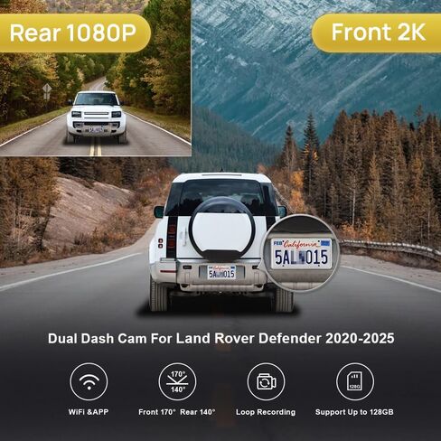 Fitcamx 4K Dash Cam for 2020-2025 Land Rover Defender 110 90 130 P300 P400 P500 P525 P635 S SE V8, OEM Style, UHD 2160P Video, Built-in WiFi & APP, Loop Recording, G-Sensor, Plug & Play, 64GB Card in Kuwait