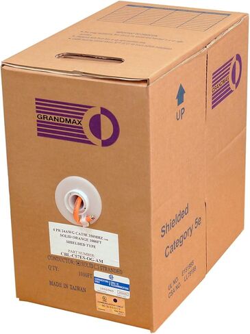 GRANDMAX CAT5e 350MHz Plenum Solid Ethernet PVC Bulk Cable, 1000ft, Wire UTP Pull Box, CMP Rated, 100% Copper, 4 Pair, 24 AWG/ 1000FT/ Green in Kuwait