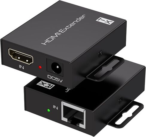 4K HDMI Over Ethernet Extender Over CAT5e/6 Cable，HDMI Extender RJ45 4K30Hz Upto 131 Ft 1080P Upto 196 Ft Supported EDID and POC Function(Transmitter and Receiver) with DC 12V Power Adapter in Saudi Arabia