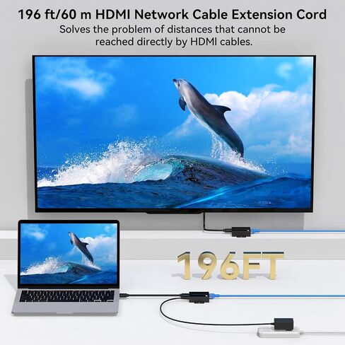 4K HDMI Over Ethernet Extender Over CAT5e/6 Cable，HDMI Extender RJ45 4K30Hz Upto 131 Ft 1080P Upto 196 Ft Supported EDID and POC Function(Transmitter and Receiver) with DC 12V Power Adapter in Saudi Arabia
