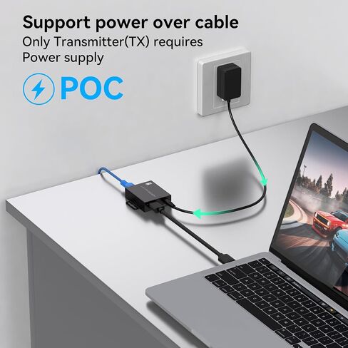 4K HDMI Over Ethernet Extender Over CAT5e/6 Cable，HDMI Extender RJ45 4K30Hz Upto 131 Ft 1080P Upto 196 Ft Supported EDID and POC Function(Transmitter and Receiver) with DC 12V Power Adapter in Saudi Arabia