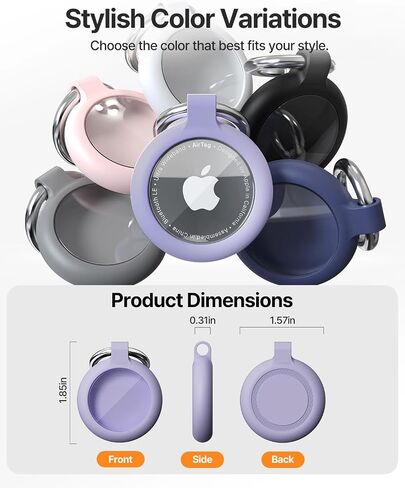 Airtag Keychain Holder for Apple Airtag, Soft TPU Case & Protective Cover with Scratch Resistance, Airtag Case Holder for Pet Collar, Kids, Luggage, Keys Lavender in Saudi Arabia