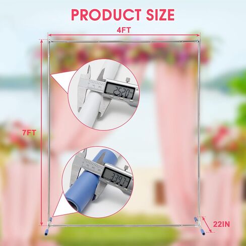 Wedding Arch,7 x 4 FT Metal Arch Backdrop Stand with Support Feet Base,Square Arched Frame for Birthday Party Ceremony Event Balloon Arches Decoration in Kuwait