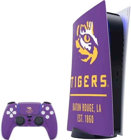 Skinit Decal Gaming Skin Compatible with PS5 Digital Edition Bundle - Officially Licensed LSU Tigers Baton Rouge Design in Saudi Arabia