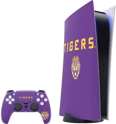 Skinit Decal Gaming Skin Compatible with PS5 Digital Edition Bundle - Officially Licensed LSU Tigers Baton Rouge Design in Saudi Arabia