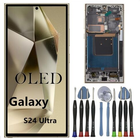 OLED GALAXY S24 استبدال الشاشة Ultra لـ Samsung S24ULTRA 5G عرض رقمي شاشة اللمس مجموعة S928U S928B/DS S928U1 S928W S928E LCD Support Phunsprint و S-PEN (مع إطار رمادي+أدوات) in Saudi Arabia