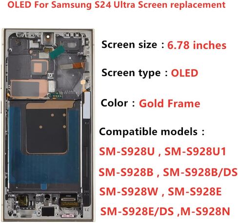 OLED GALAXY S24 استبدال الشاشة Ultra لـ Samsung S24ULTRA 5G عرض رقمي شاشة اللمس مجموعة S928U S928B/DS S928U1 S928W S928E LCD Support Phunsprint و S-PEN (مع إطار رمادي+أدوات) in Saudi Arabia