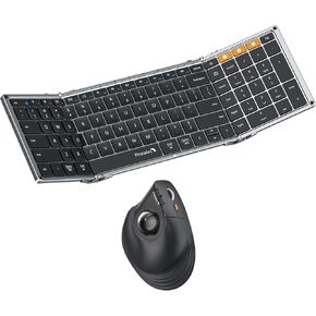 ProtoArc XK01 Foldable Bluetooth Keyboard with Numeric Keypad EM05 NL Vertical Wireless Trackball Mouse