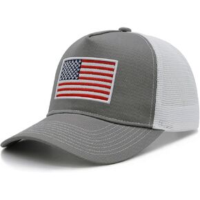 American Flag Trucker Hat for Men Women, Adjustable Snapback Mesh USA Flag Baseball Cap