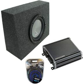 Harmony Audio A102 Bundle with Universal Regular Standard Cab Truck Single 10" Sub Box & CXA600.1