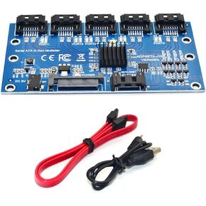 5 Devices Connect PCI Express Expansion Card, 1 to 5 Port SATA3.0 Expansion Card Extender Riser Adapter