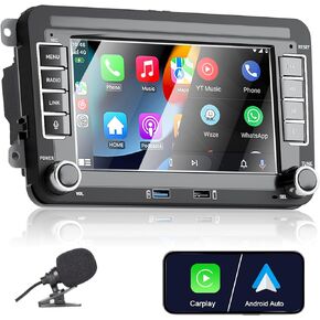 [Upgrade] Liulbobu Wireless Carplay Car Radio for VW Passat Golf 5 6 Polo MK5 T5 Skoda Jetta Caddy EOS Touran Android Auto, 7 inch Bluetooth Double din Car Stereo for/FM/AM/USB/RDS/High Power