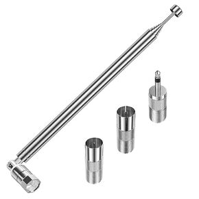 FM Radio Antenna, 75 ohm FM Telescopic Antenna, F Type Male FM Antenna with 3pcs Converter Connector, 7 Sections 29.5IN(75cm) DAB Radio Antenna for TV AM FM Radio Stereo Receiver