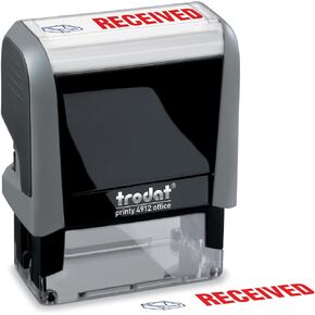 Trodat Stamp 4912 Office Printy with English Text Received – Self Inking, Red and Blue Ink, Impression Size 3/4" x 1-7/8"