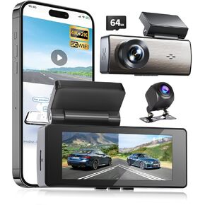 4K+2K CAR CAR CAM CAM الأمامي والخلف ، بطاقة DASH DASH DASH DASH 2 ، رؤية ليلية على مستوى النجوم ، وضع وقوف السيارات على مدار 24 ساعة ، تسجيل حلقة ، مستشعرات G ، 3.16 "شاشة ، شاشة 5 جيجا هرتز والتحكم في التطبيق