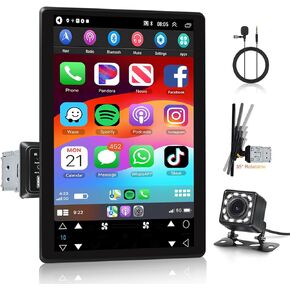 9.5 بوصة اللاسلكية Carplay Single Din Car Stereo Android Auto ، Meteeser Bluetooth IPS Touchscreen Car Radio Audio مع رابط المرآة ، والتحكم الصوتي ، FM ، EQ ، USB/TF/AUX + نسخة احتياطية