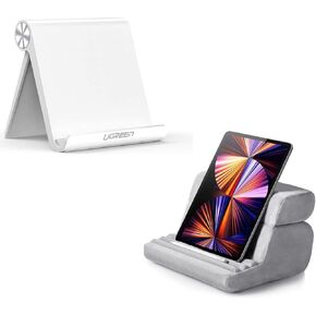 UGREEN Tablet Stand Holder Adjustable White Bundle Tablet Pillow Stand Holder for Bed Grey