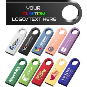 Custom Metal USB Flash Drive 10Pack, 4GB Personalized Mini Thumb Drives Carved Your Logo for Office/School/Company Ads/Photography - Customize Exclusive Text & Logo