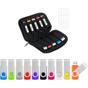 Bulk USB Flash Drive - 2GB USB Flash Drives 10 Pack Color with Flash Drives Case, Swivel Memory Stick Jump Drives Office Supplies Photo Memoirs Pendrive for Data Transfer and Backup
